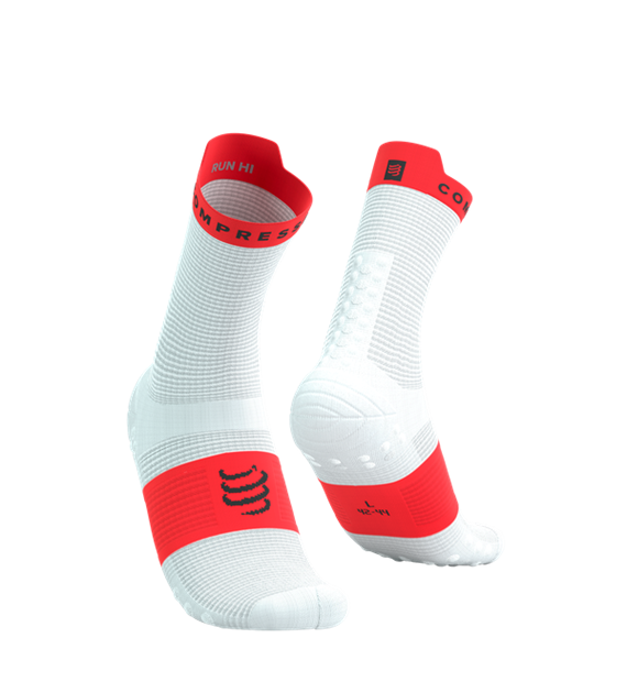 Pro Racing Socks v4.0 Run High WHITE/FLUO RED T1