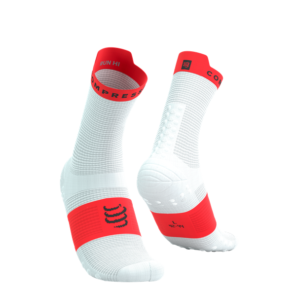 Pro Racing Socks v4.0 Run High WHITE/FLUO RED T1