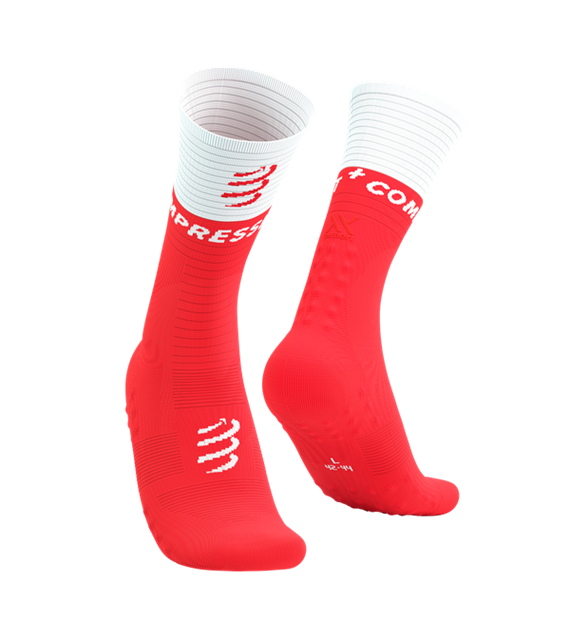 MID COMPRESSION SOCKS V2.0 FLUO RED/WHITE T1