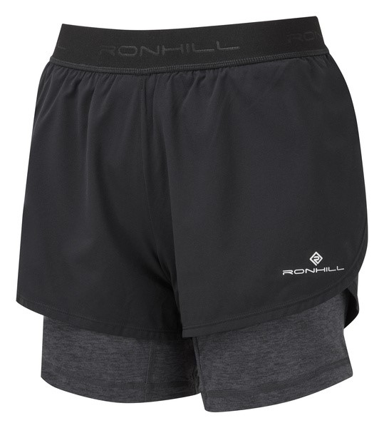Wmn's Tech Twin Short Black/Charcoal Marl XS