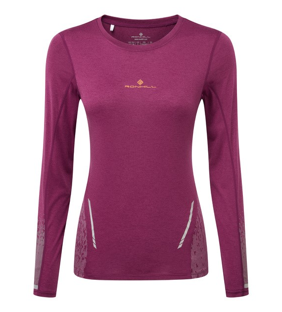 Wmn's Tech Reflect L/S Tee Blackcurrant/Reflect L