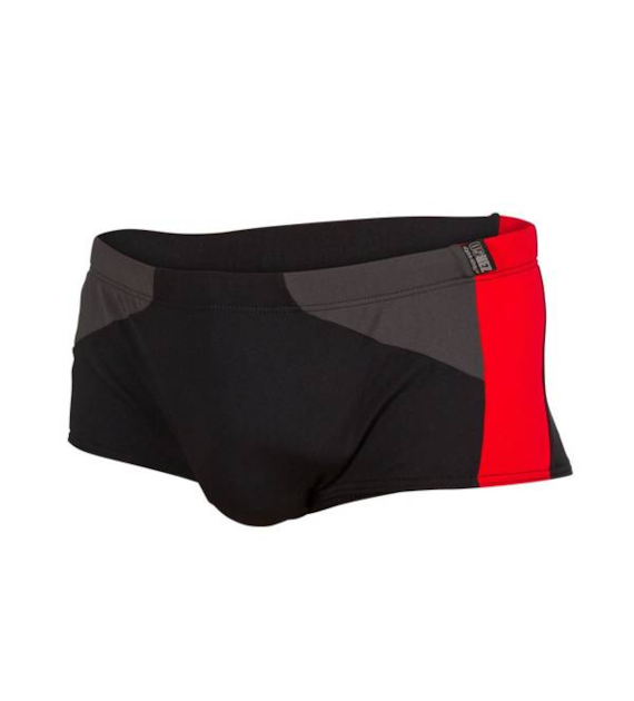 SWIM TRUNKS BLACK/GREY/RED M