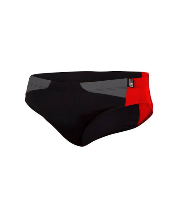 SWIM BRIEFS BLACK/GREY/RED S