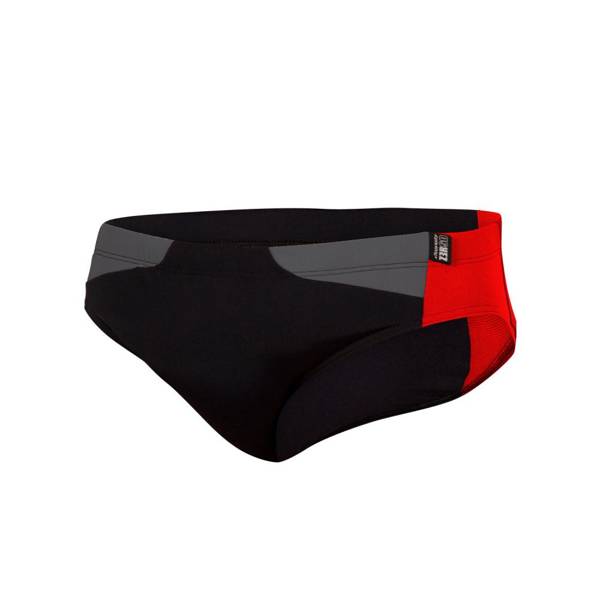 SWIM BRIEFS BLACK/GREY/RED S